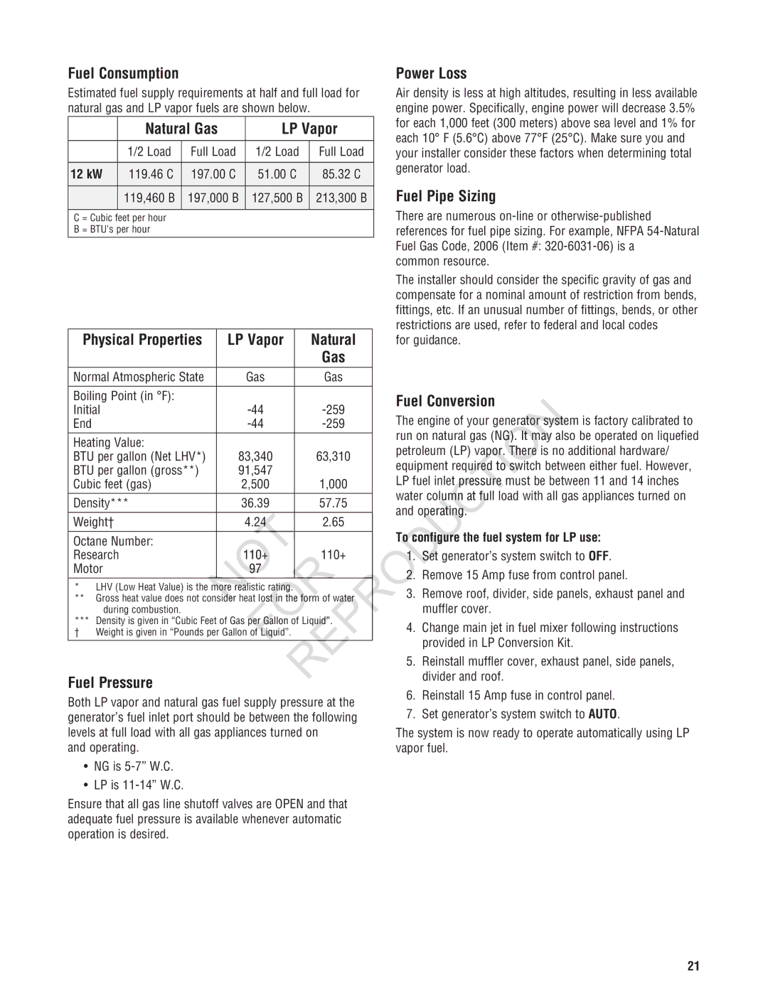 Rheem Generator Systems, GEN12AD-V installation manual Uction 