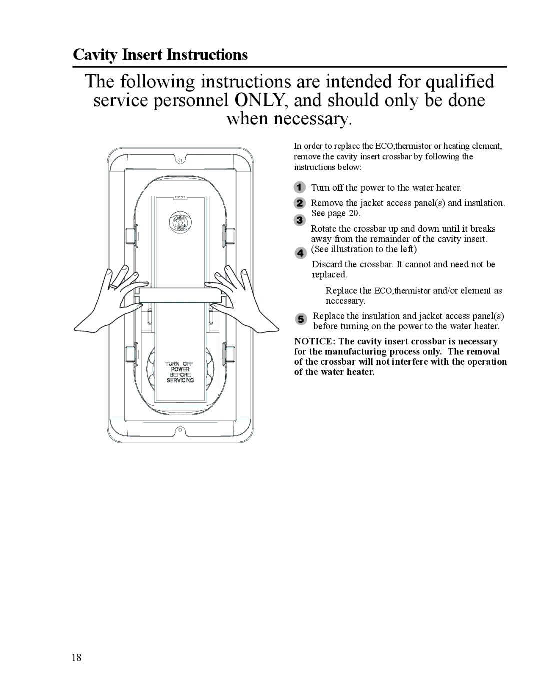 Rheem AP15121-1, HP50RU, HP50RH, HP40RU, 92-103234-02 installation instructions Cavity Insert Instructions 