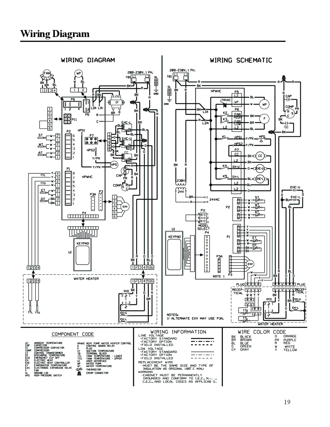 Rheem 92-103234-02, HP50RU, HP50RH, HP40RU, AP15121-1 installation instructions Wiring Diagram 