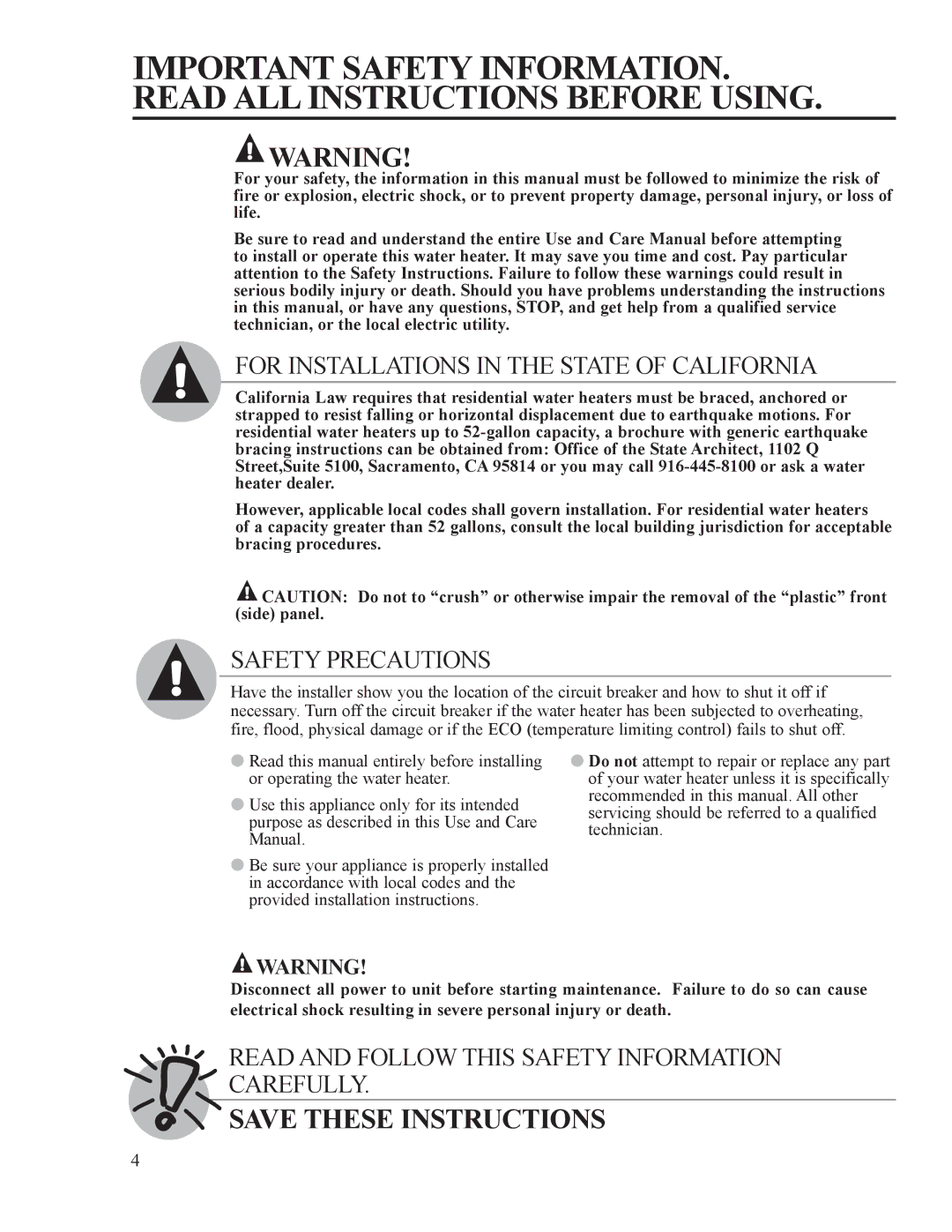 Rheem 92-103234-02, HP50RU, HP50RH, HP40RU, AP15121-1 installation instructions For Installations in the State of California 