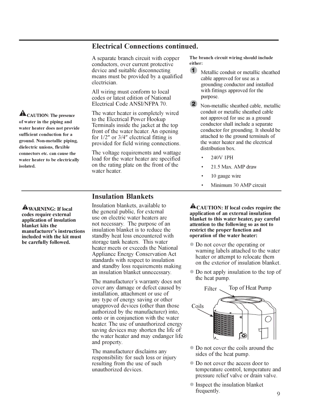 Rheem 92-103234-02, HP50RU, HP50RH, HP40RU, AP15121-1 installation instructions Insulation Blankets 