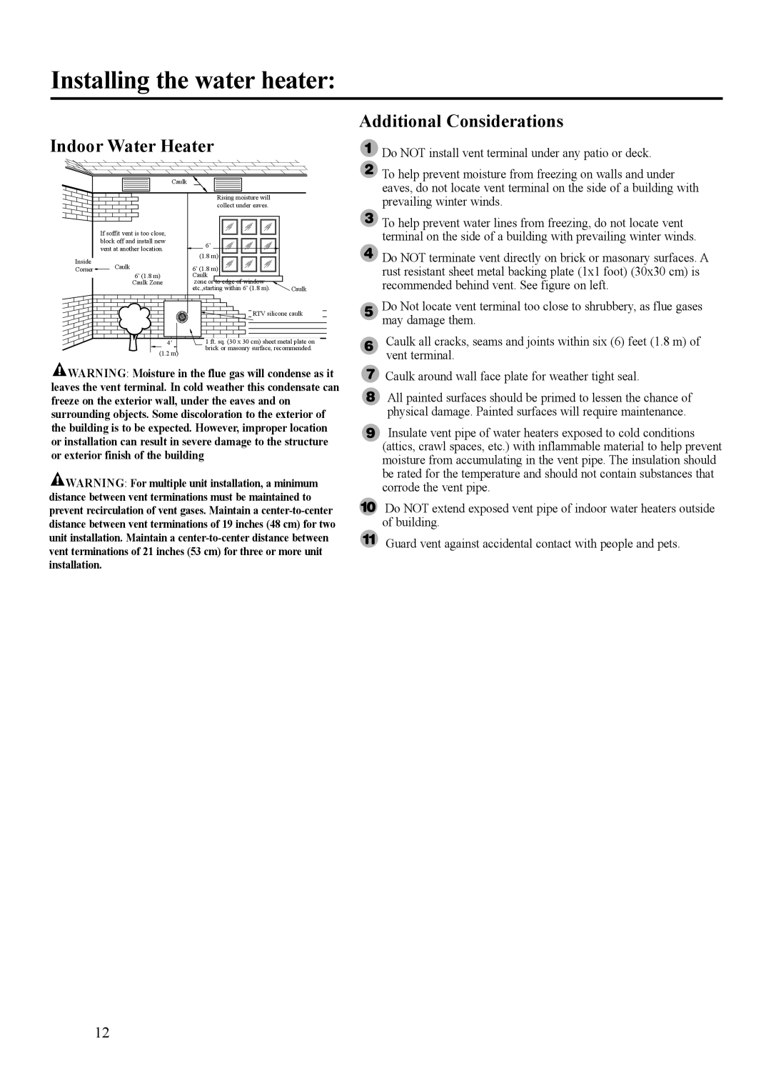 Rheem RUTG-66DV, P), PH-25RDVS, RMTG-66DV, ECO-180DV warranty Indoor Water Heater, Additional Considerations 