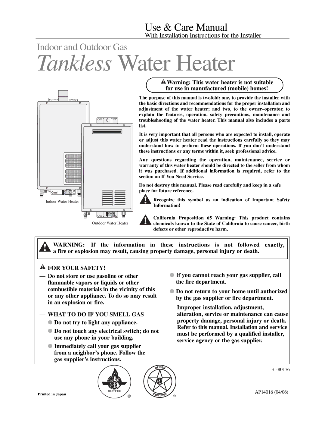 Rheem PH-16(FISN)(FISP), PTG2-42(PVN)(PVP) warranty Tankless Water Heater, Defects or other reproductive harm 