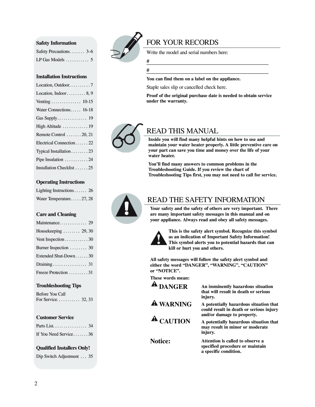 Rheem RTG2-53(PVN)(PVP)(XN)(XP) You can find them on a label on the appliance, That will result in death or serious 