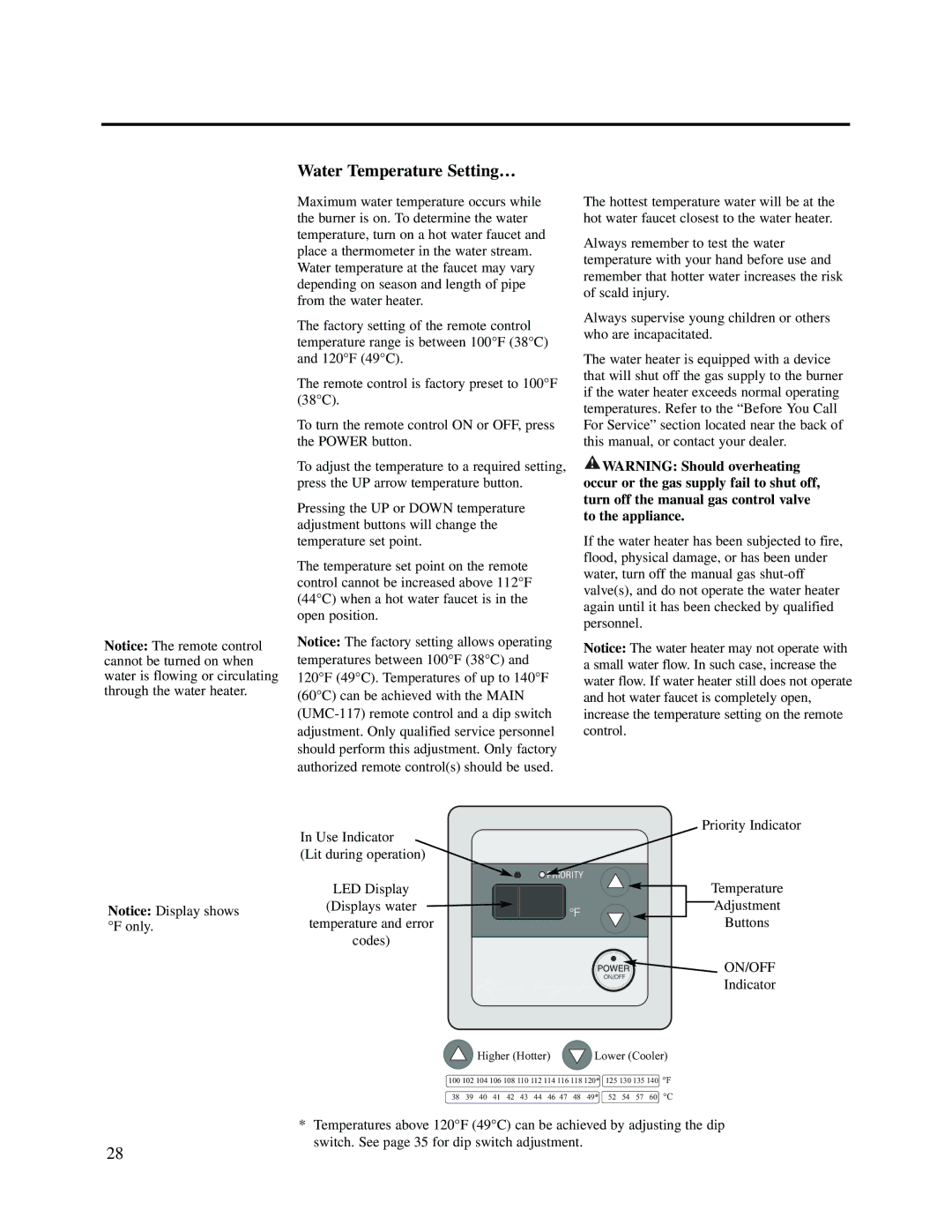 Rheem PTG53-(PVN)(PVP)(XN)(XP), RUTG2-53(PVN)(PVP)(XN)(XP), RTG2-53(PVN)(PVP)(XN)(XP) warranty Water Temperature Setting… 