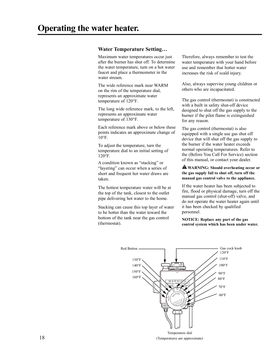 Rheem PVR50-80 (NAT) warranty Water Temperature Setting… 