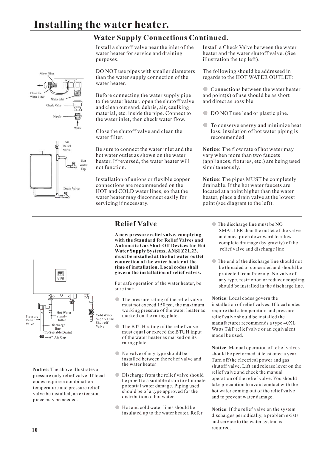 Rheem Residential Indoor Gas Tankless Water Heater Relief Valve, Govern the installation of relief valves 