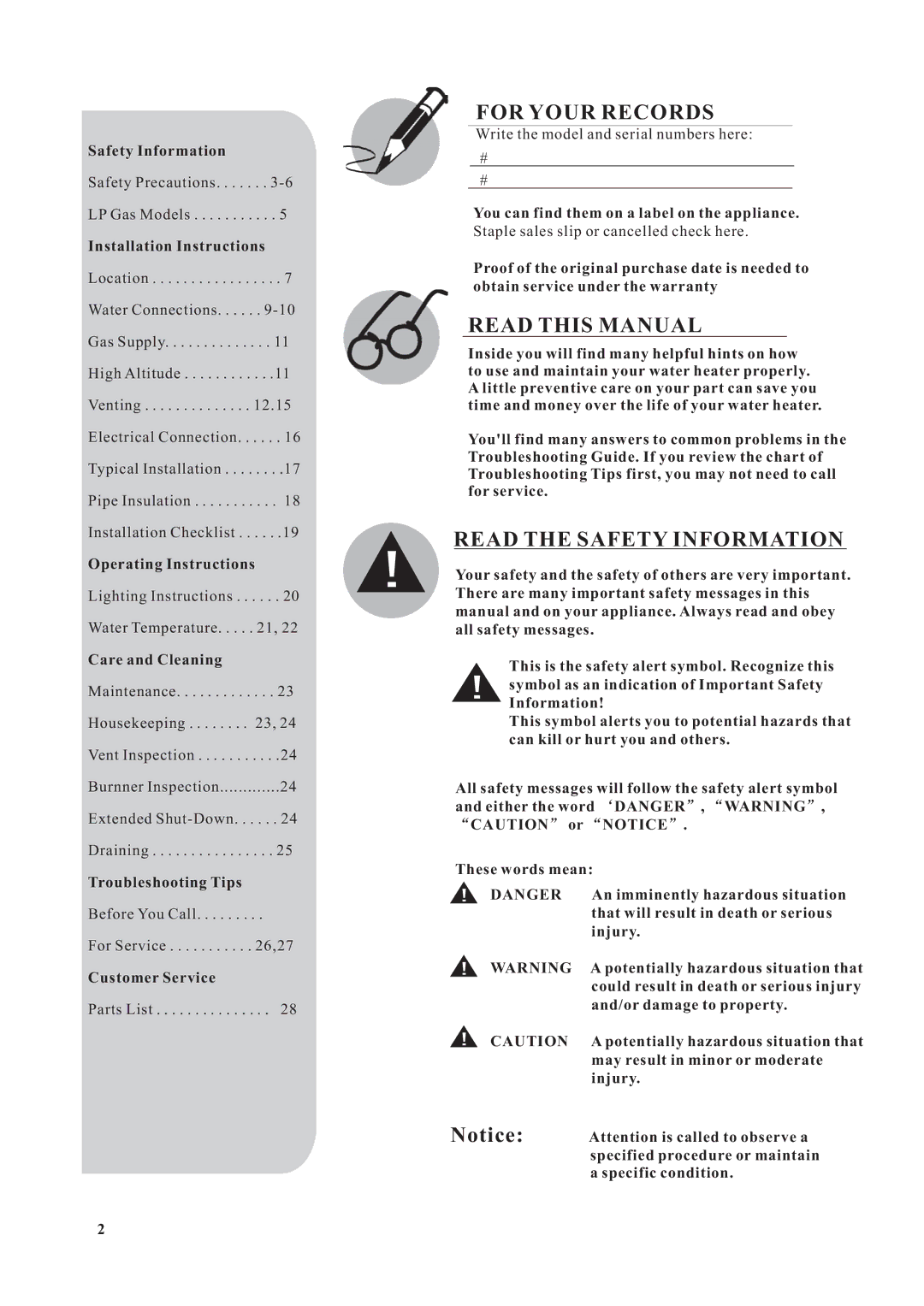 Rheem Residential Indoor Gas Tankless Water Heater Safety Information, Installation Instructions, Operating Instructions 