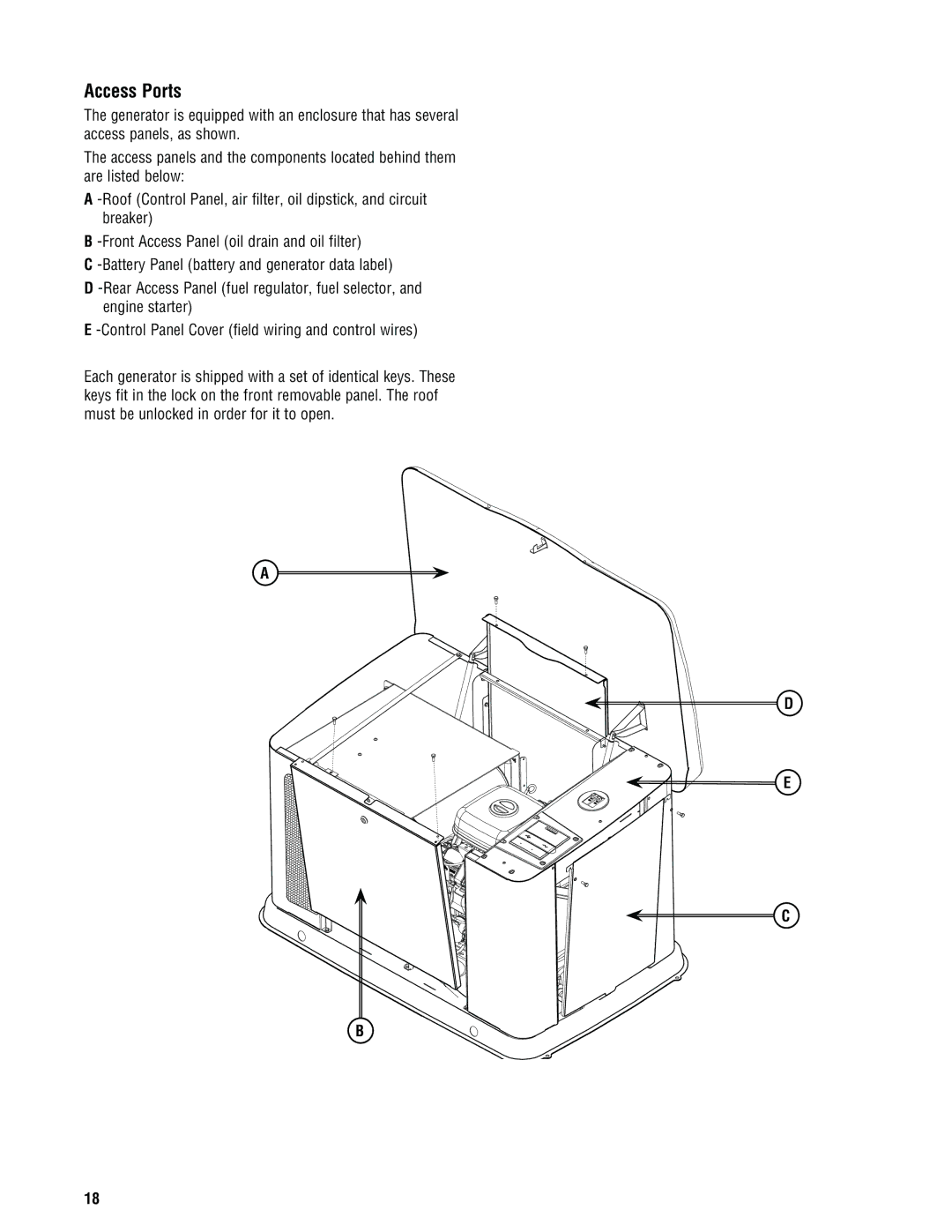 Rheem GEN15ADC-E, GEN20AD-E, GEN16AD-E, Rheem / Ruud standby generator installation manual Access Ports 