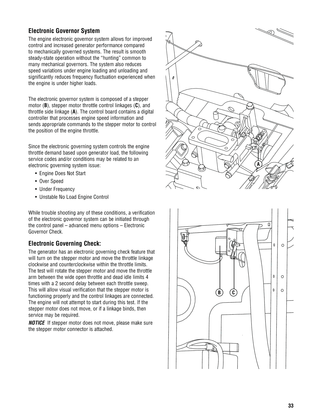 Rheem GEN16AD-E, GEN20AD-E, GEN15ADC-E installation manual Electronic Governor System, Electronic Governing Check 