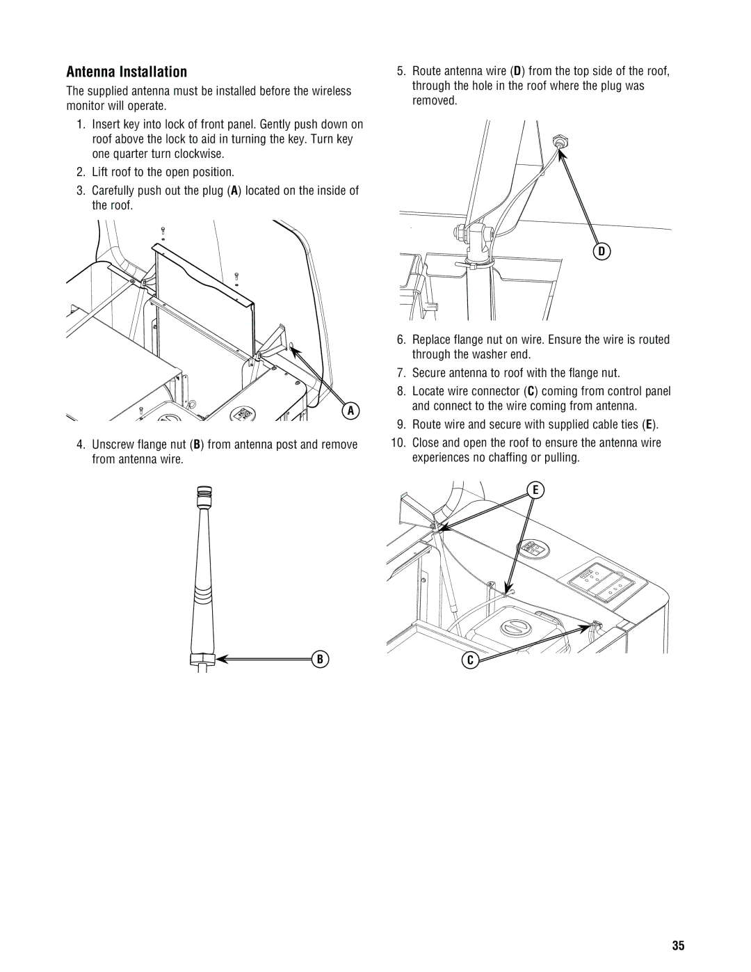 Rheem Rheem / Ruud standby generator, GEN20AD-E, GEN16AD-E, GEN15ADC-E installation manual Antenna Installation 