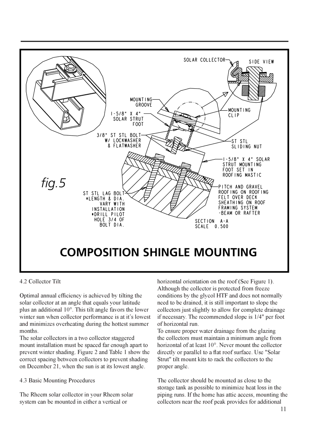 Rheem RS80-48BP, RS120-64BP, RS80-40BP installation instructions Composition Shingle Mounting 