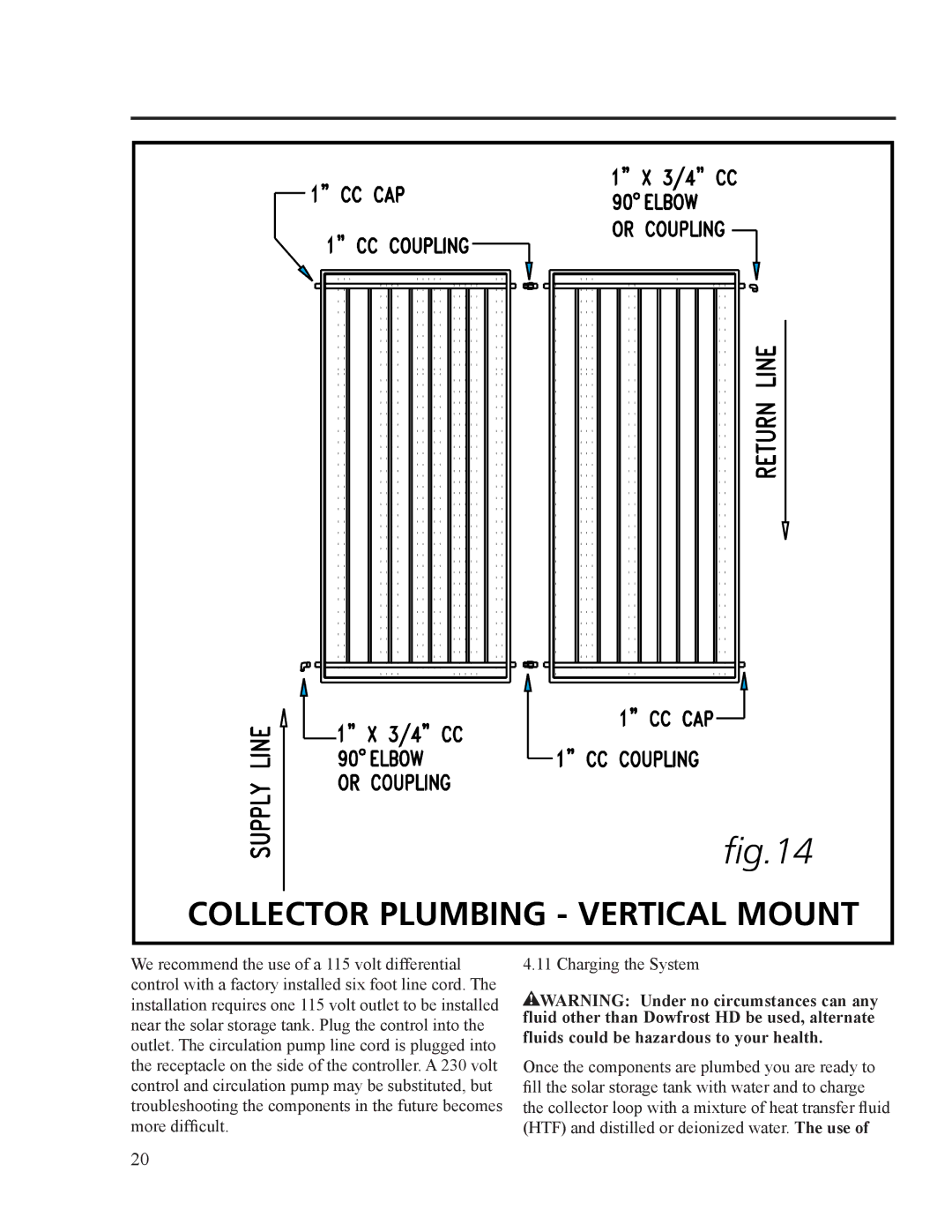 Rheem RS80-48BP, RS120-64BP, RS80-40BP installation instructions Collector Plumbing Vertical Mount 