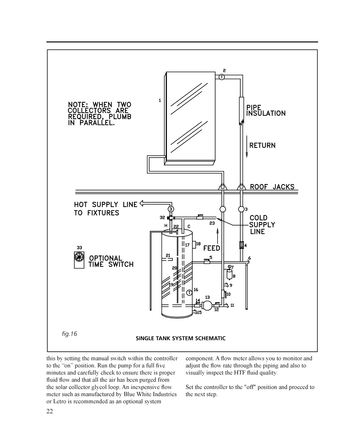 Rheem RS80-40BP, RS120-64BP, RS80-48BP installation instructions Single Tank System Schematic 