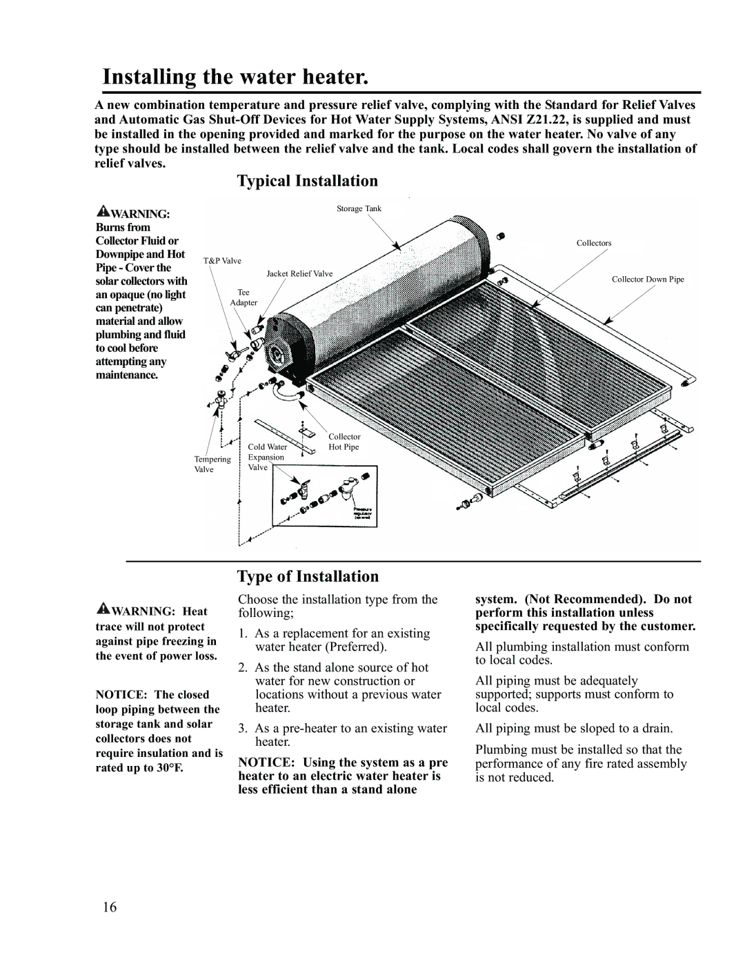 Rheem RS80-42BP, RS47-21BP installation instructions Typical Installation, Type of Installation 