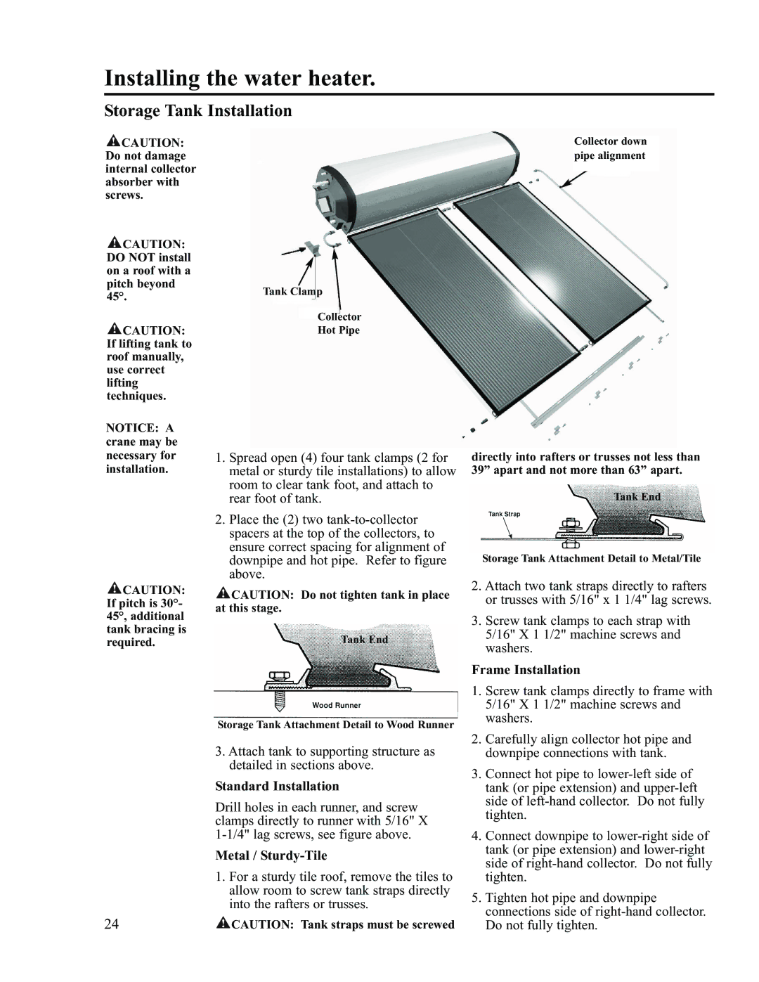 Rheem RS80-42BP, RS47-21BP installation instructions Storage Tank Installation, Metal / Sturdy-Tile 