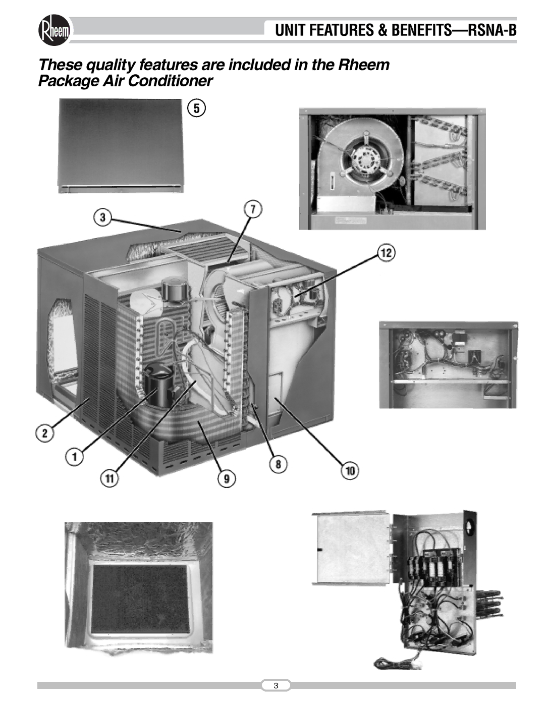 Rheem RSNA-B Series manual Unit Features & BENEFITS-RSNA-B 