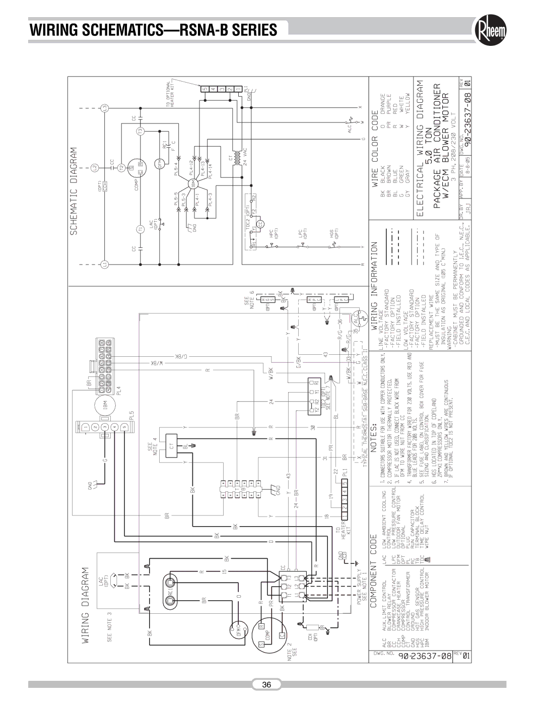 Rheem manual Wiring SCHEMATICS-RSNA-B Series 