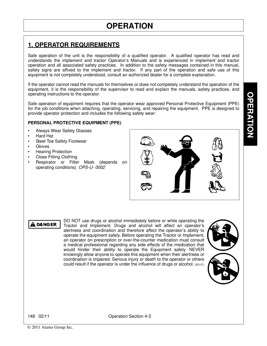 Rhino Mounts 148 manual Operator Requirements, Personal Protective Equipment PPE 