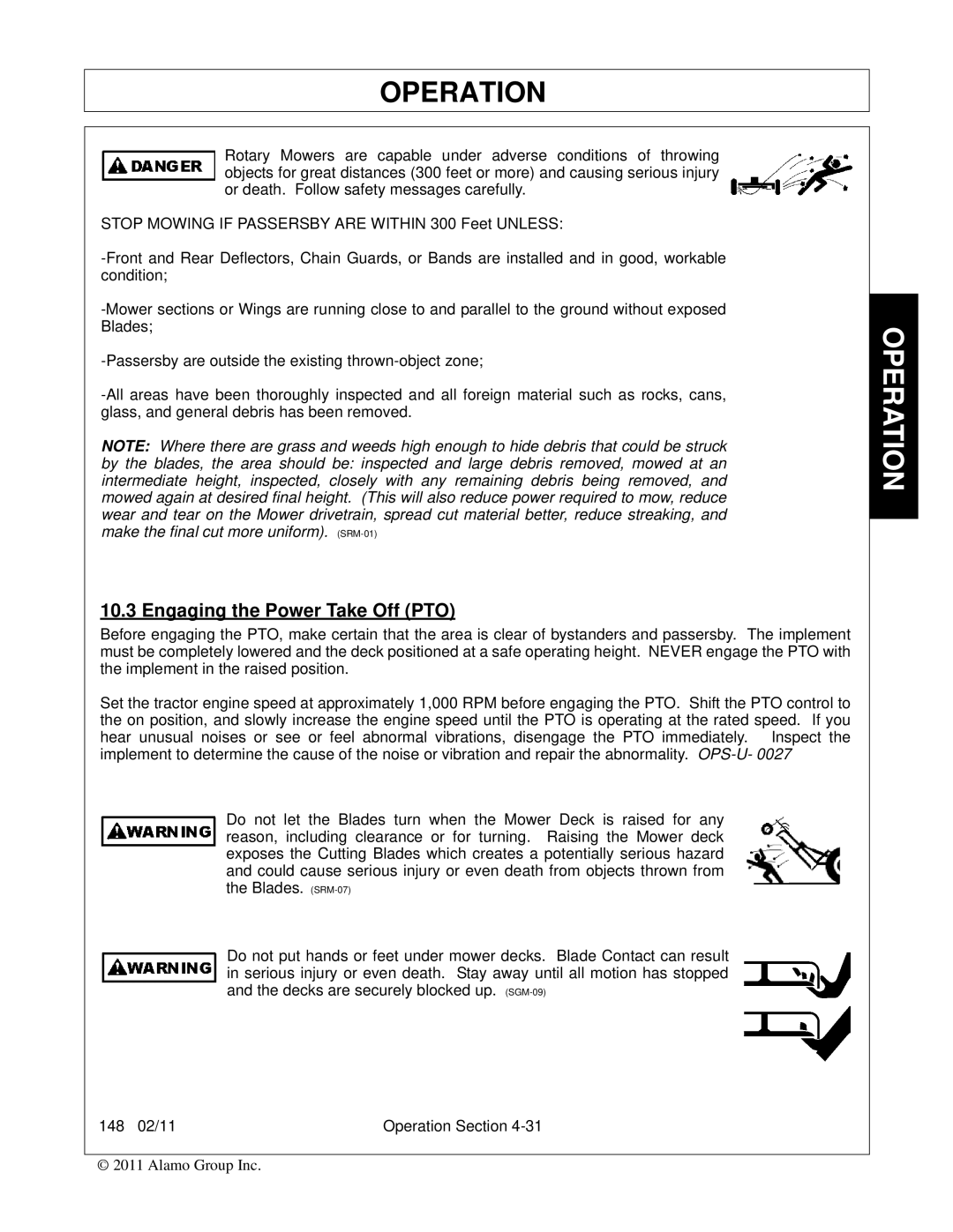 Rhino Mounts 148 manual Engaging the Power Take Off PTO 