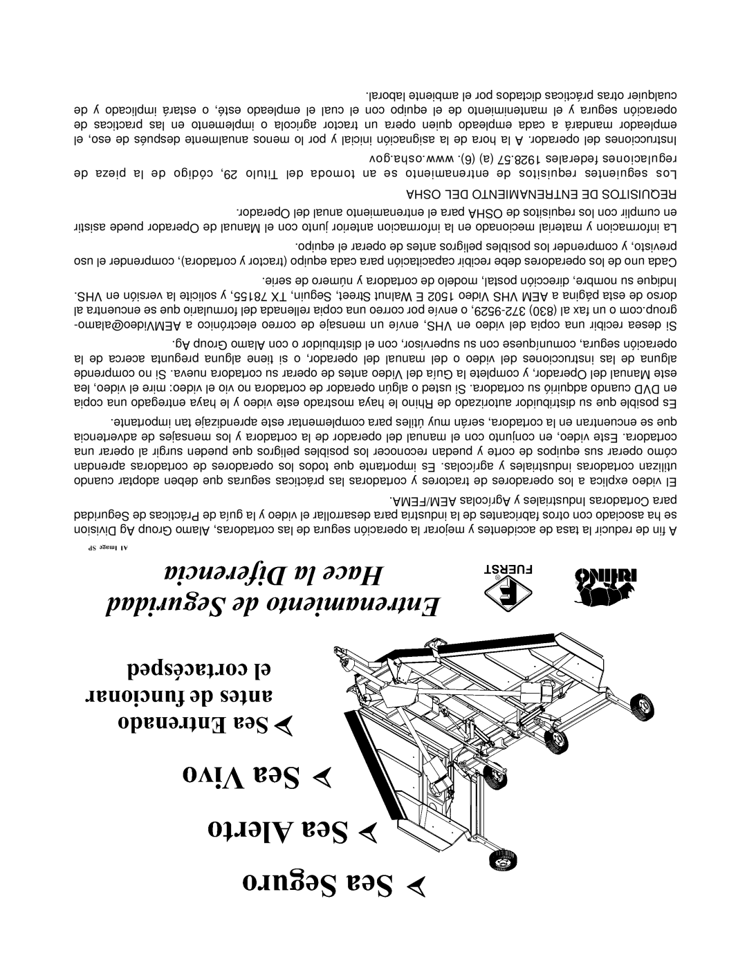 Rhino Mounts 148 manual Osha DEL Entrenamiento DE Requisitos 