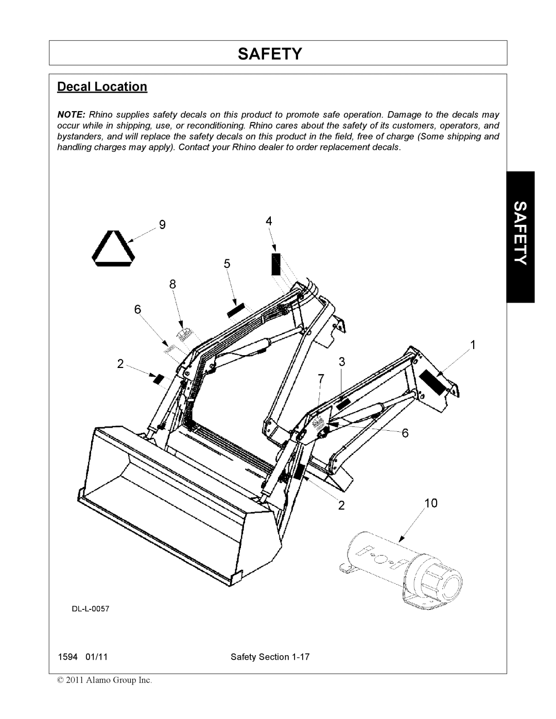 Rhino Mounts 1594 manual Decal Location 