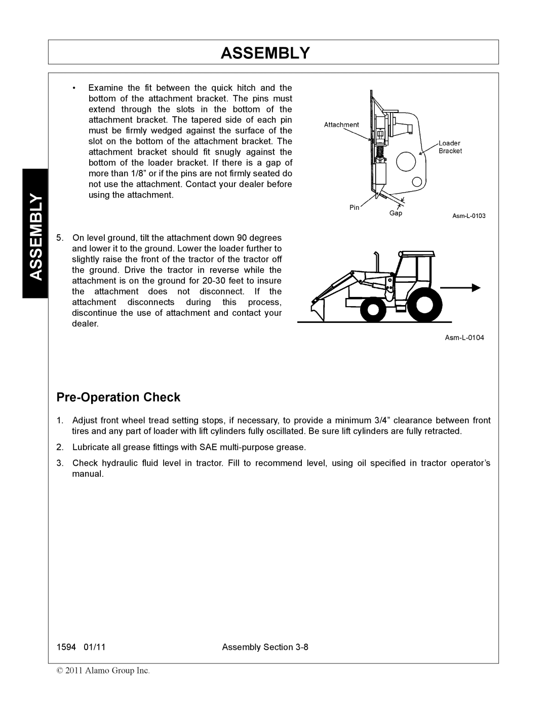 Rhino Mounts 1594 manual Pre-Operation Check 