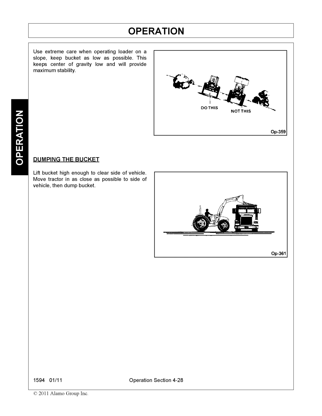 Rhino Mounts 1594 manual Dumping the Bucket 