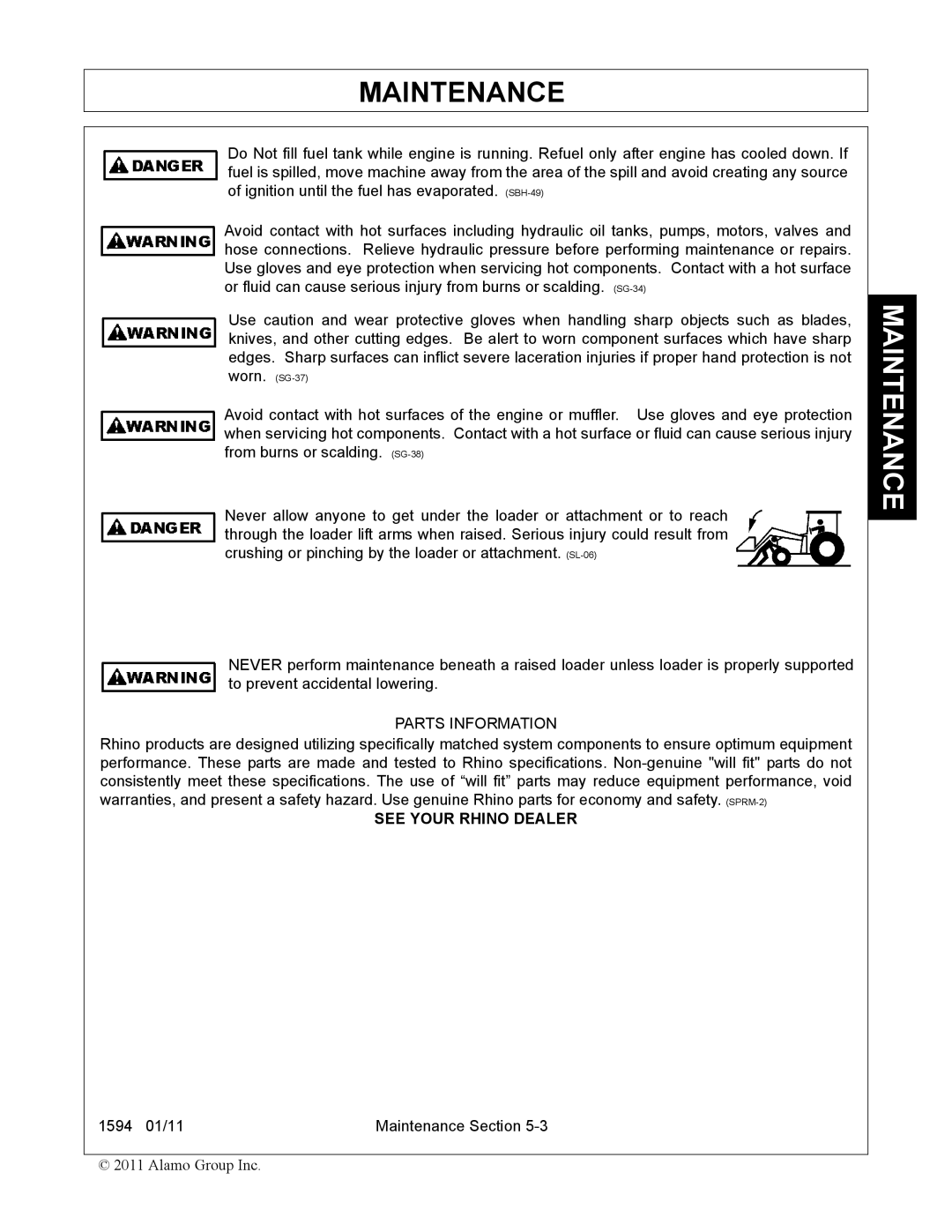 Rhino Mounts manual 1594 01/11 Maintenance Section 