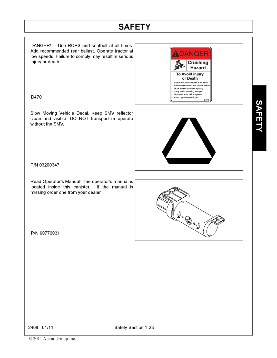 Rhino Mounts 2408 manual Safety 