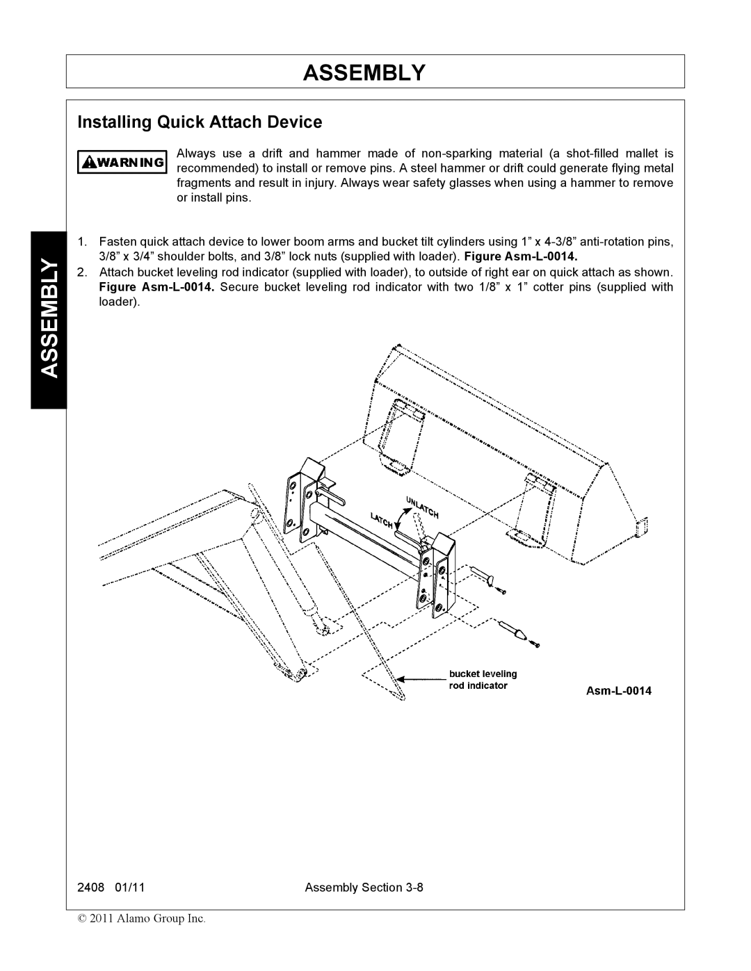 Rhino Mounts 2408 manual Installing Quick Attach Device 