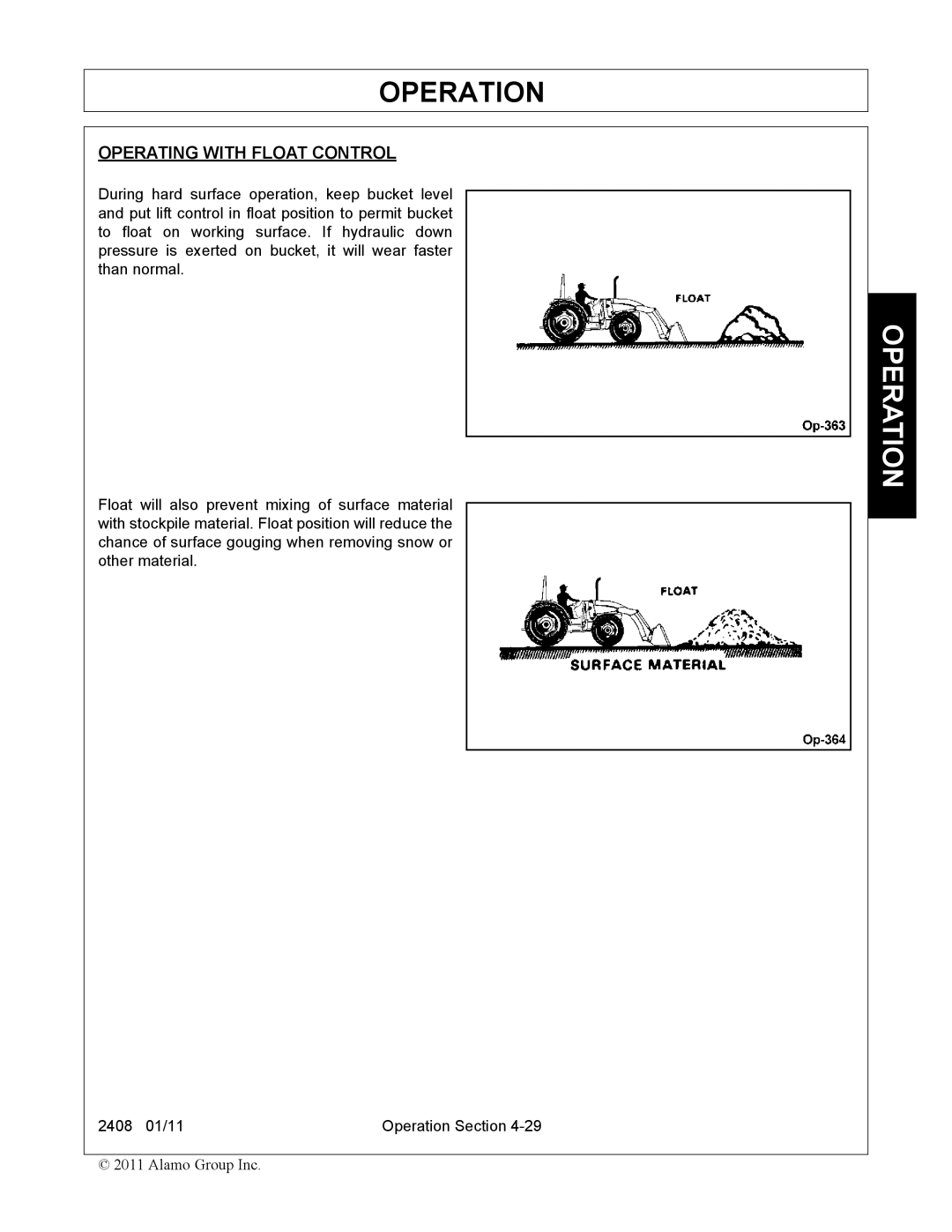 Rhino Mounts 2408 manual Operating with Float Control 