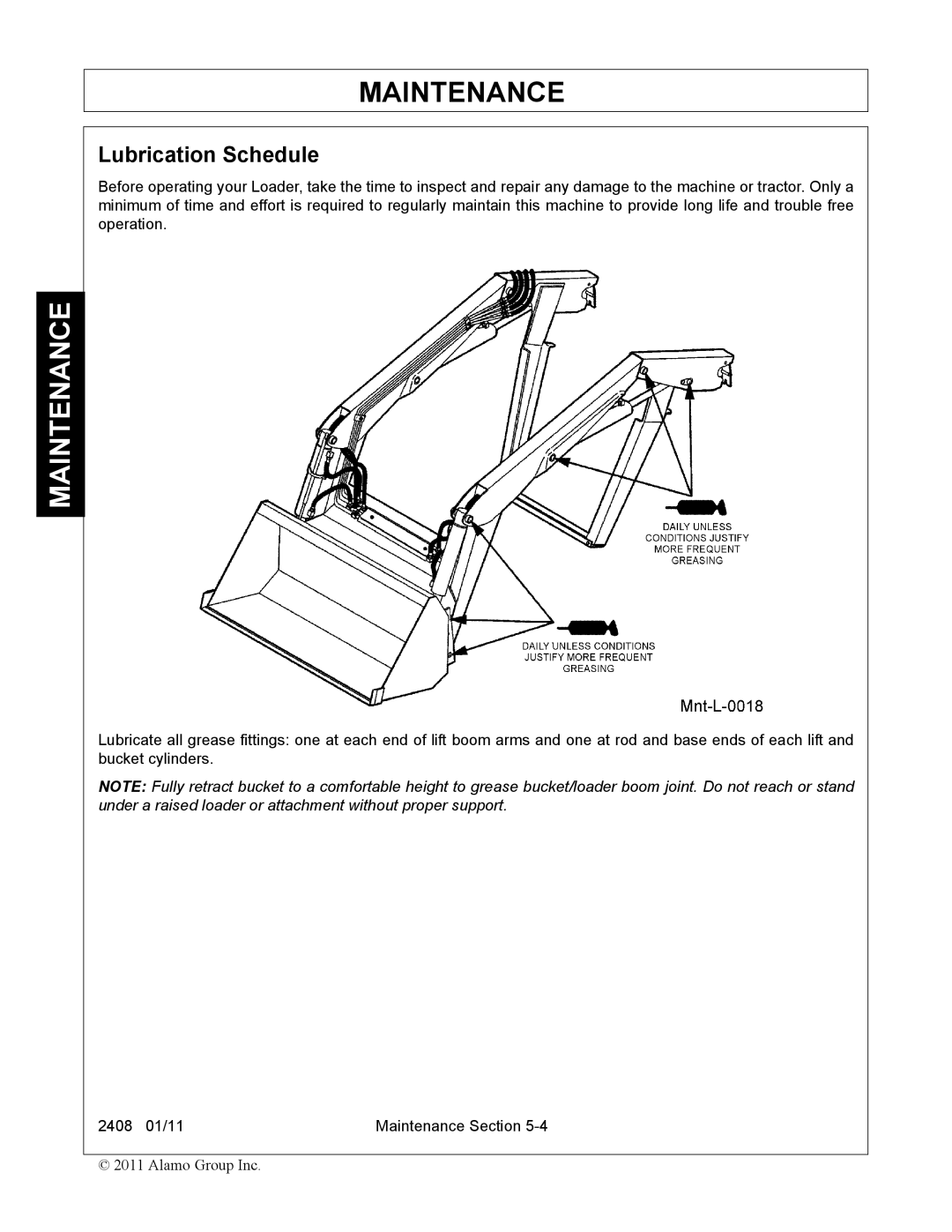 Rhino Mounts 2408 manual Lubrication Schedule 