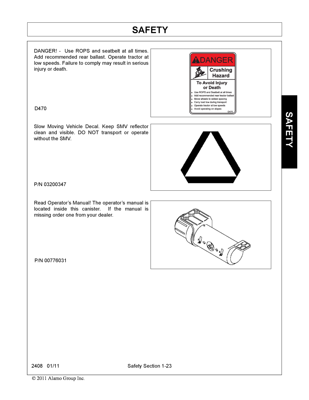 Rhino Mounts 2408 manual Safety 