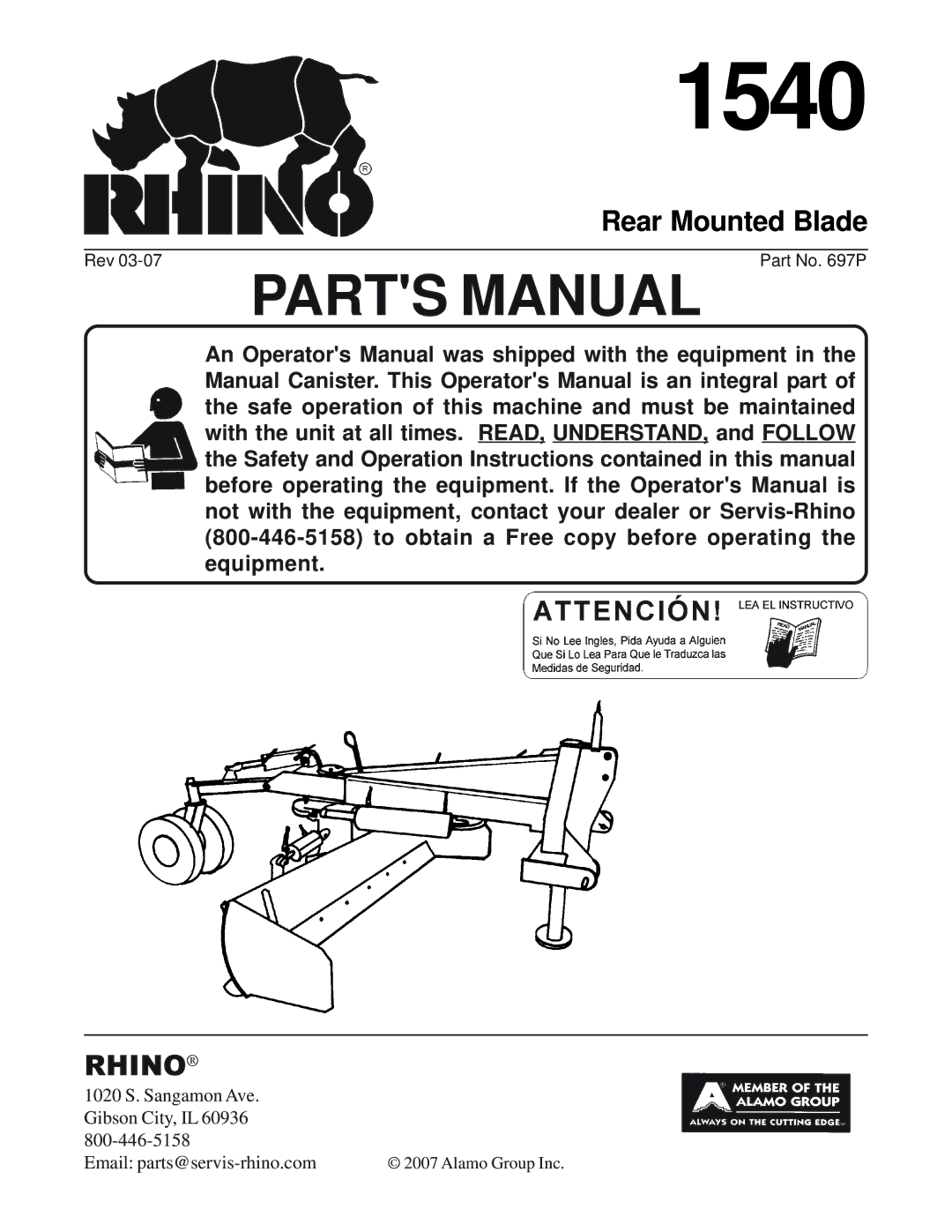 Rhino Mounts 1540, 697P manual 