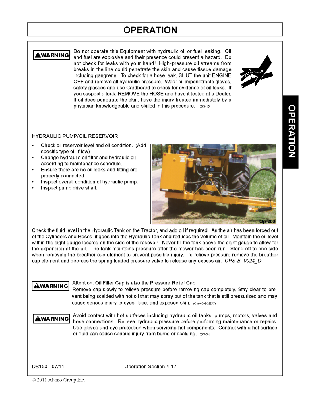 Rhino Mounts DB150 manual Hydraulic PUMP/OIL Reservoir 