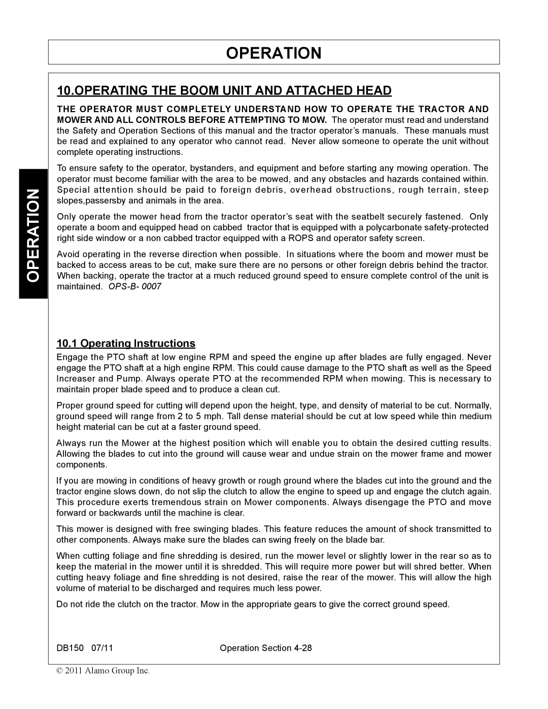 Rhino Mounts DB150 manual Operating the Boom Unit and Attached Head, Operating Instructions 