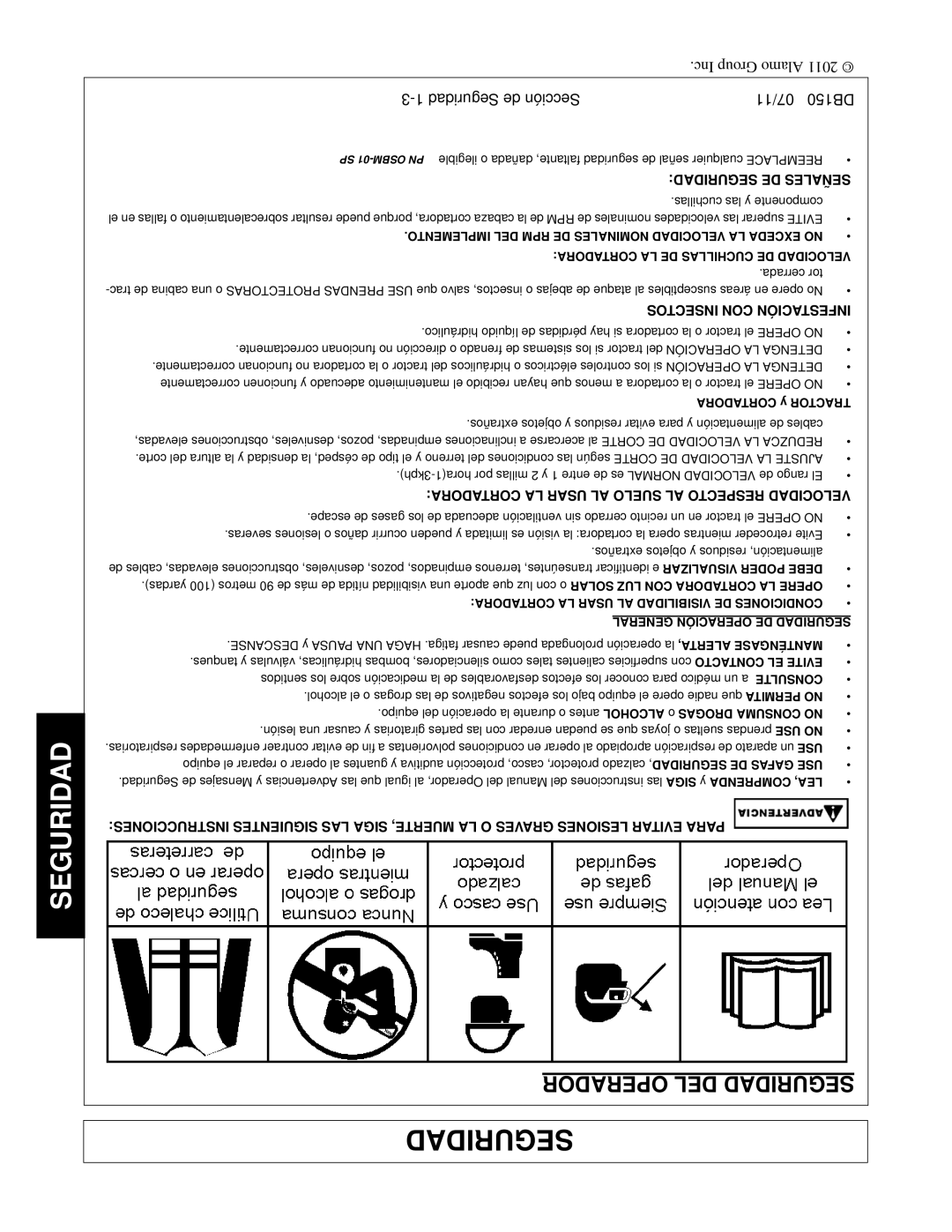 Rhino Mounts DB150 manual Operador DEL Seguridad, Seguridad DE Señales 