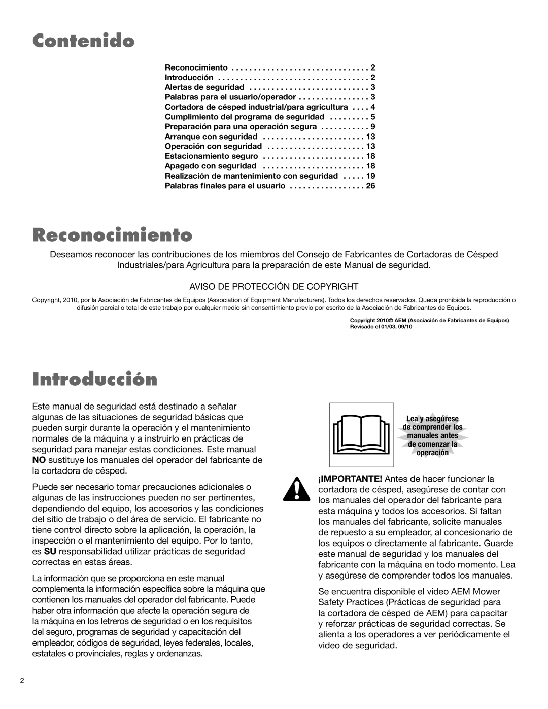 Rhino Mounts DB150 manual Contenido, Reconocimiento, Introducción 