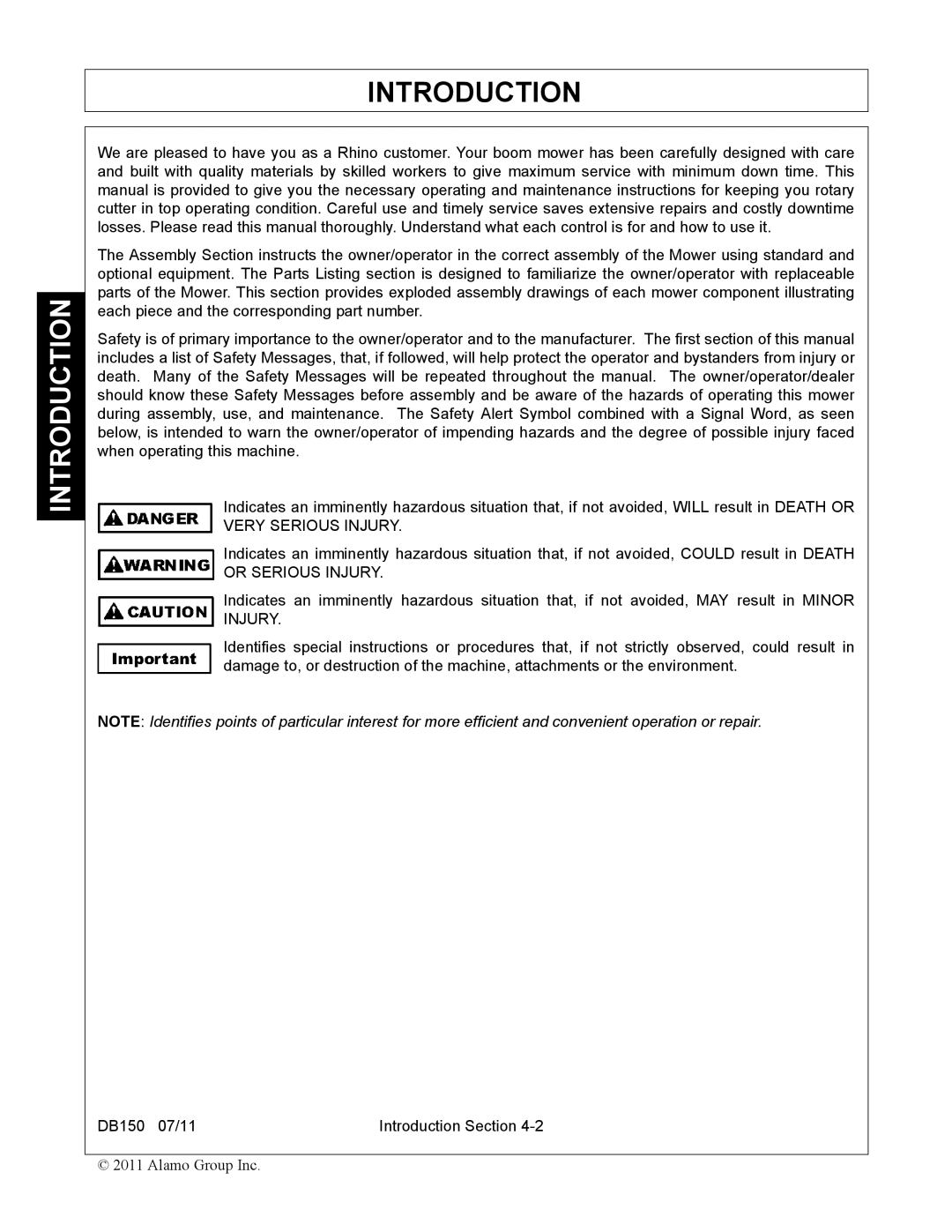 Rhino Mounts DB150 manual Introduction 