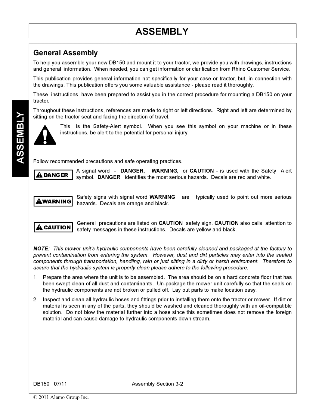 Rhino Mounts DB150 manual Assembly 