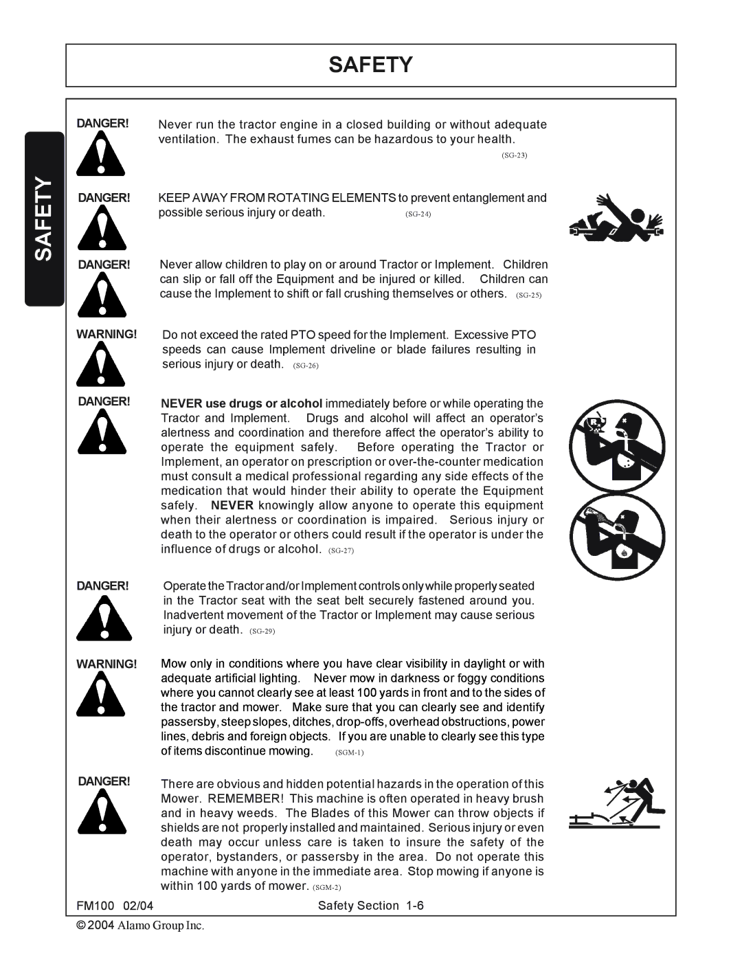 Rhino Mounts FM100 manual Keep Away from Rotating Elements to prevent entanglement 