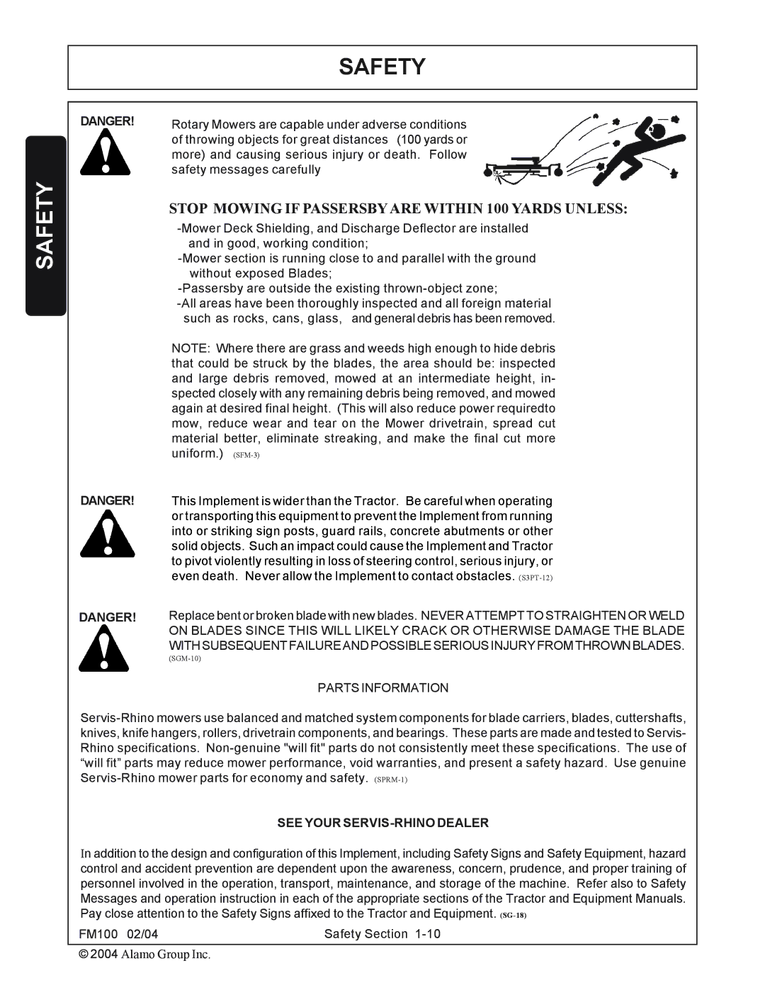 Rhino Mounts FM100 manual Parts Information, See Your SERVIS-RHINO Dealer 