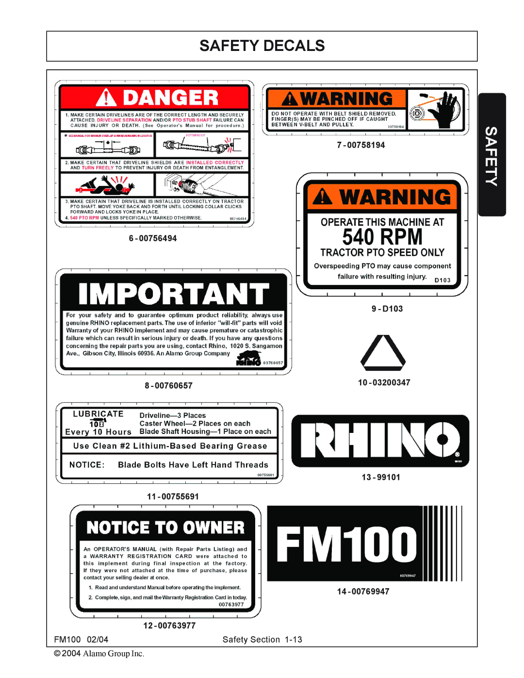 Rhino Mounts FM100 manual D103 