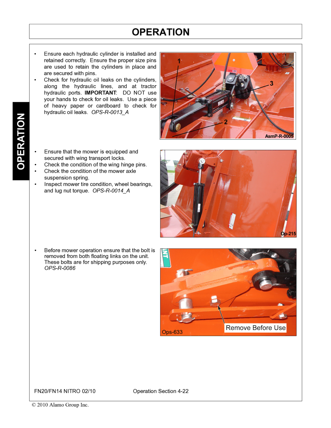 Rhino Mounts FN14, FN20 manual Operation 