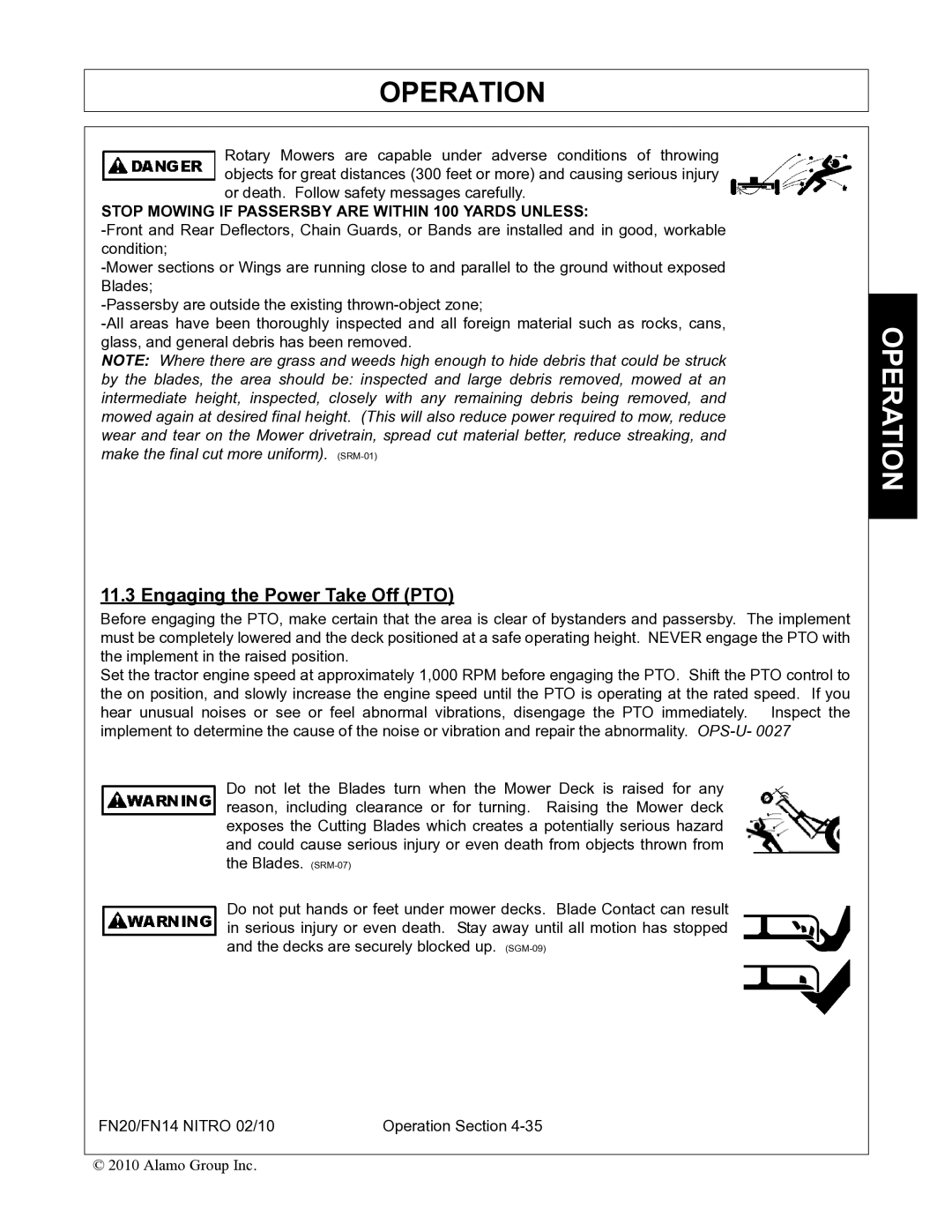 Rhino Mounts FN20, FN14 manual Engaging the Power Take Off PTO 