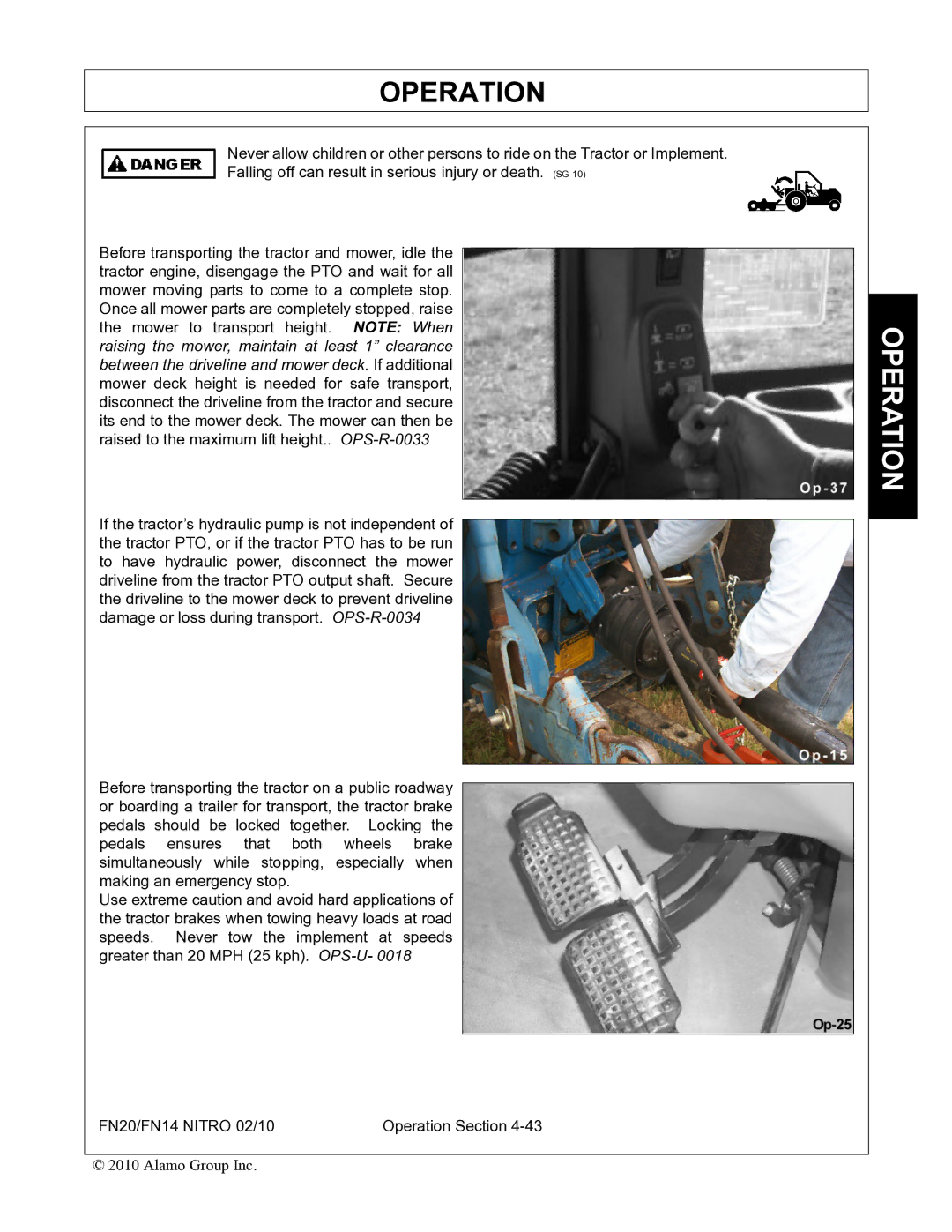 Rhino Mounts FN20, FN14 manual Operation 