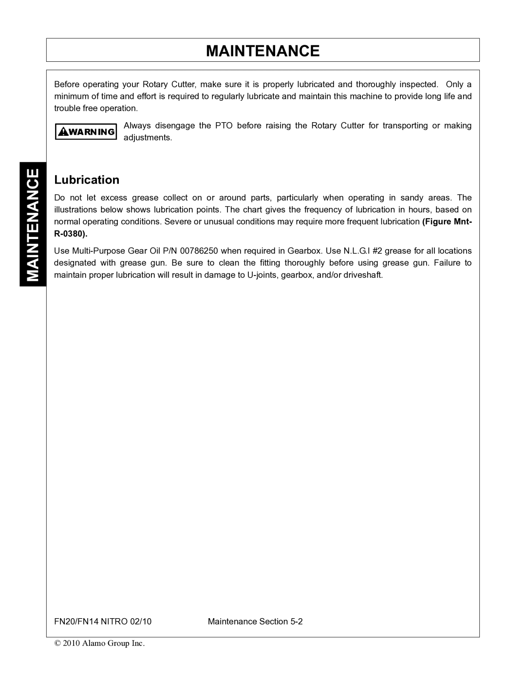 Rhino Mounts FN14, FN20 manual Maintenance, 0380 