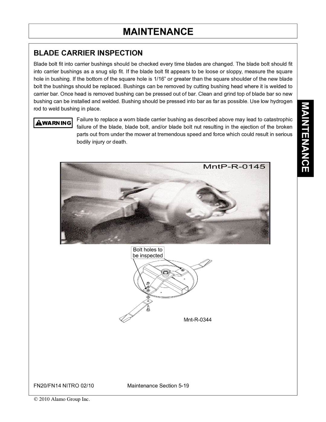 Rhino Mounts FN20, FN14 manual Blade Carrier Inspection 