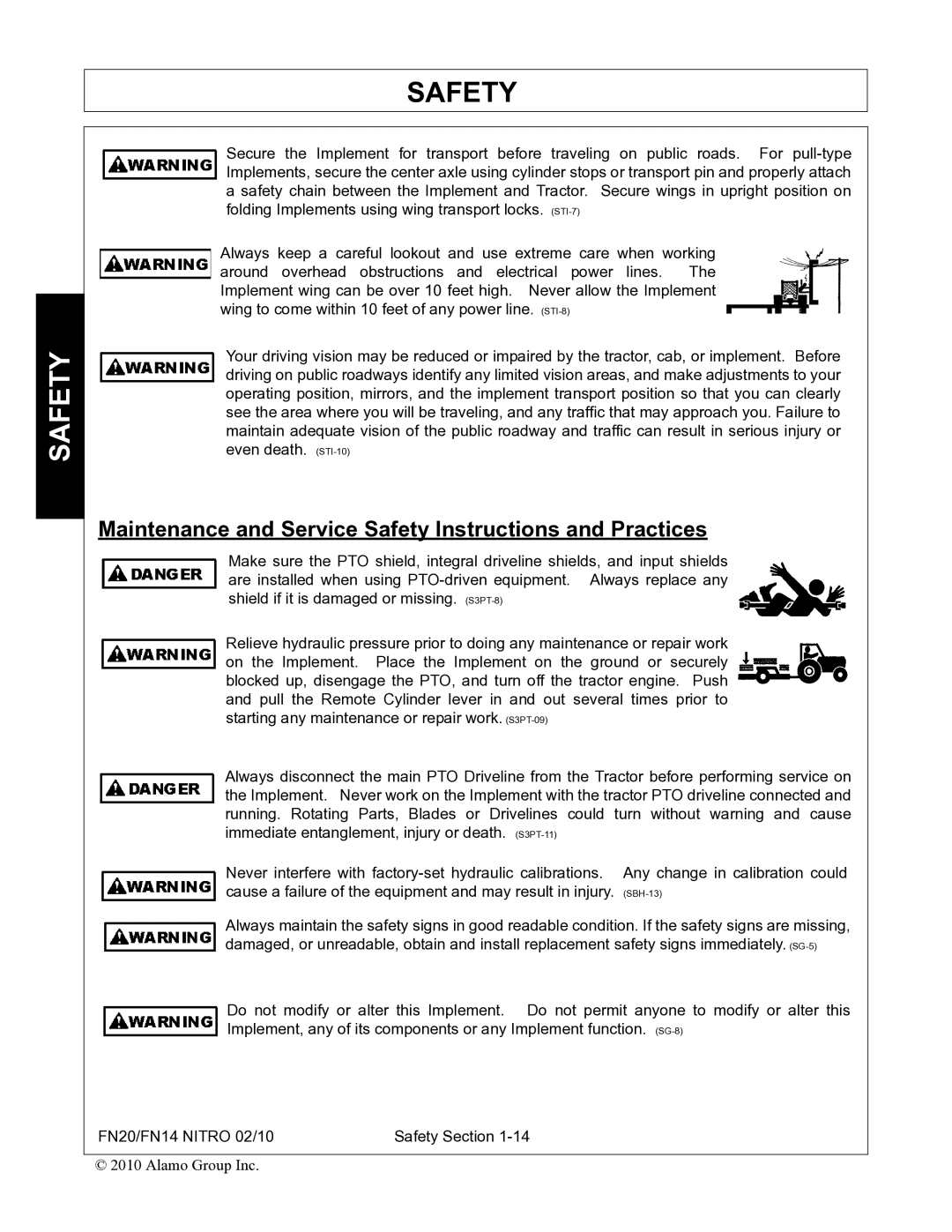 Rhino Mounts FN14, FN20 manual Maintenance and Service Safety Instructions and Practices 